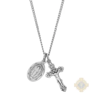 Sterling Silver Miraculous Medal Crucifix Pendant