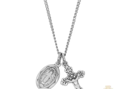 Sterling Silver Miraculous Medal Crucifix Pendant