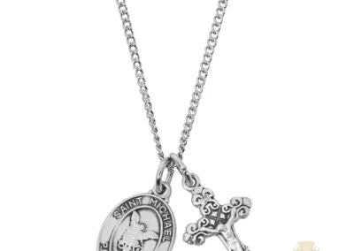 Gold over Sterling Silver St. Michael Crucifix Pendant