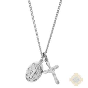 Sterling Silver Miraculous Medal Crucifix Pendant