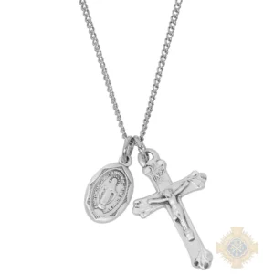 Sterling Silver Miraculous Medal Crucifix Pendant