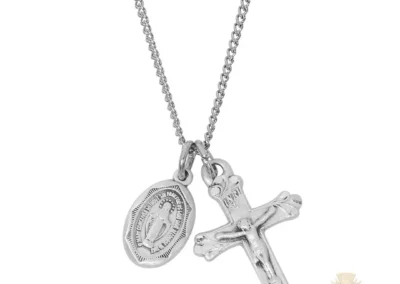 Sterling Silver Miraculous Medal Crucifix Pendant