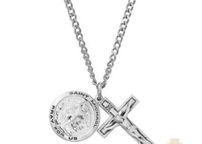 Sterling Silver St. Michael Crucifix Pendant