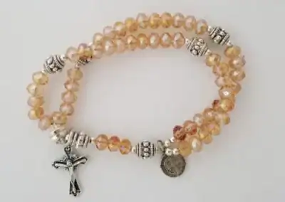 Champagne Crystal Wrist Rosary