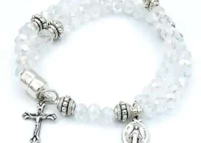 Clear Crystal Wrist Rosary with AB Coating – Five Decade Rosary Bracelet