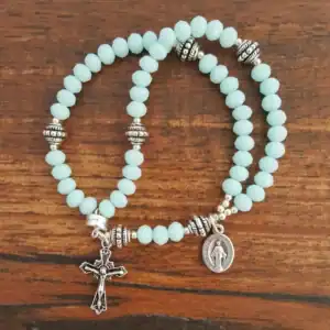 Minty Wrist Rosary – Five Decade Crystal Rosary Bracelet