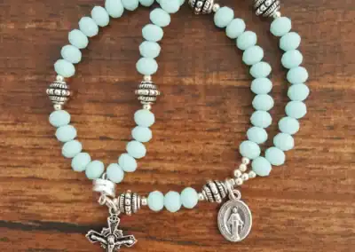 Minty Wrist Rosary – Five Decade Crystal Rosary Bracelet