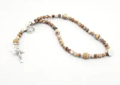 Picture Jasper Wrist Rosary – Five Decade Natural Stone Rosary Bracelet