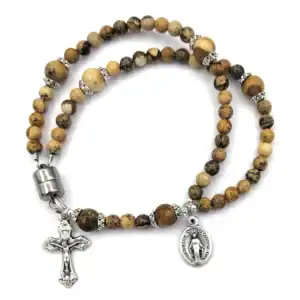 Picture Jasper Wrist Rosary – Five Decade Natural Stone Rosary Bracelet