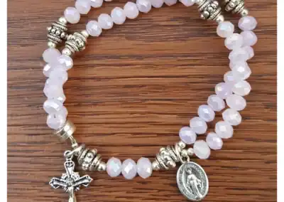 Pink Rosewater Crystal Wrist Rosary – Five Decade Rosary Bracelet