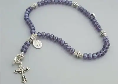 Purple Crystal Wrist Rosary – Five Decade Rosary Bracelet