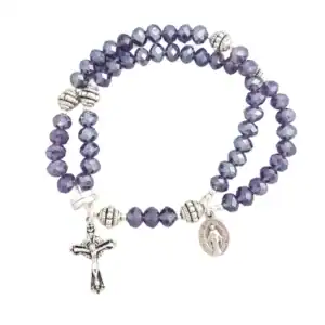 Purple Crystal Wrist Rosary – Five Decade Rosary Bracelet