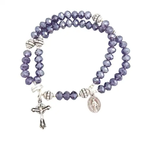 Purple Crystal Wrist Rosary – Five Decade Rosary Bracelet Purple Crystal Wrist Rosary – Five Decade Rosary Bracelet