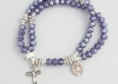 Purple Crystal Wrist Rosary – Five Decade Rosary Bracelet
