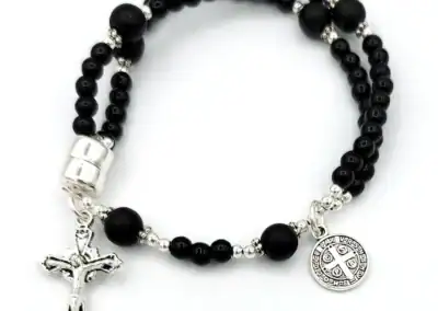 Simple Black Wrist Rosary – Five Decade Rosary Bracelet