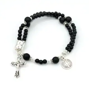 Simple Black Wrist Rosary – Five Decade Rosary Bracelet