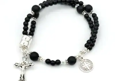 Simple Black Wrist Rosary – Five Decade Rosary Bracelet