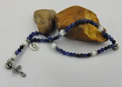 Sodalite Wrist Rosary – Five Decade Natural Stone Rosary Bracelet