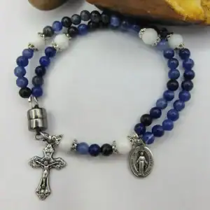 Sodalite Wrist Rosary – Five Decade Natural Stone Rosary Bracelet