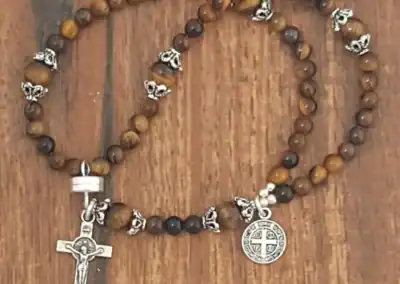 Tiger Eye Wrist Rosary – Five Decade Natural Stone Rosary Bracelet