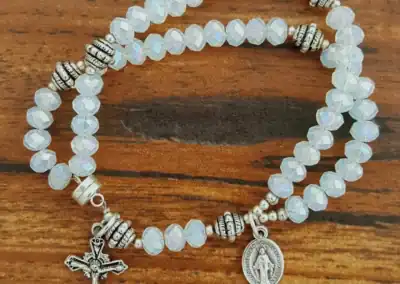 White Opal Wrist Rosary – Five Decade Crystal Rosary Bracelet