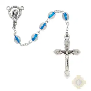 Blue Crystal Rosary Boxed.