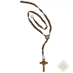 Small Brown Wood St. Benedict Rosary