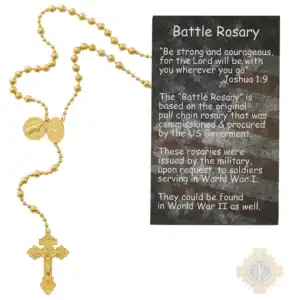 Gold Plated Battle Rosary Carded