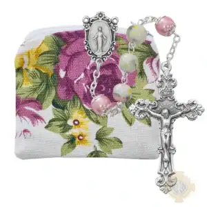 Pastel And Pink Rosary In Pouch