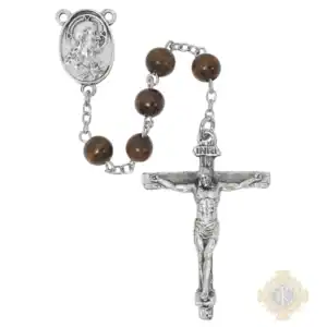 Brown Wood Sacred Heart Rosary