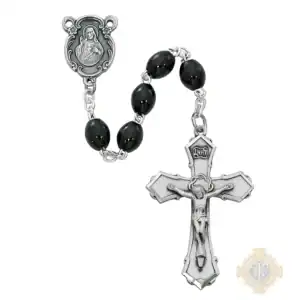 4X6 mm Black Wood Rosary In Clear Plastic Box