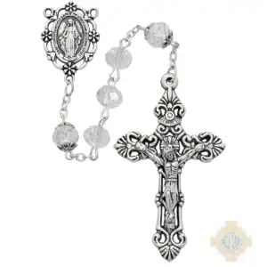 8mm Sun-Cut Crystal Rosary In Clear Plastic Box
