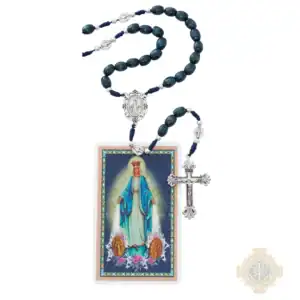 Large Blue Wood Miraculous Rosary