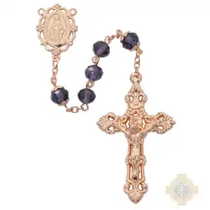 Rose Gold Plated Amethyst Rosary