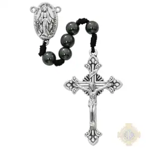 Corded Miraculous Hematite Rosary