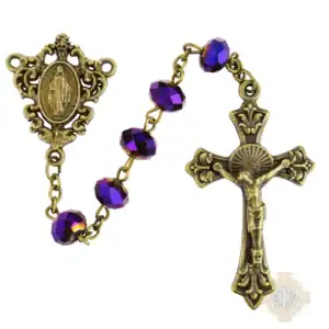 Antique Gold Metallic Purple Rosary