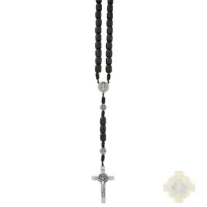 Large Black Benedict Rosary On Hanging Card