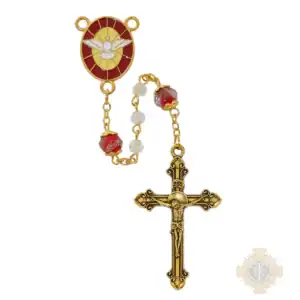 Gold Crystal Confirmation Rosary In Clear Top Box
