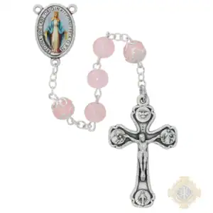 Pink Glass Miraculous Rosary Plastic Box