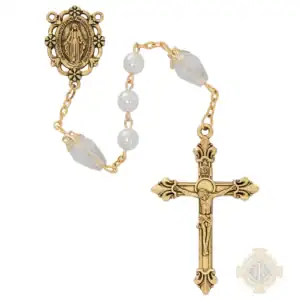6mm Pearl & Crystal Antique Gold In Clear Top Box