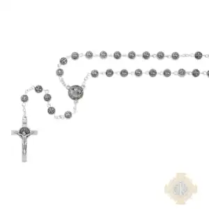All Metal St. Benedict Rosary In Clear Top Box