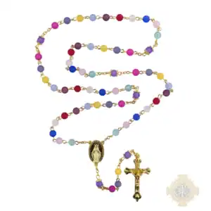 6mm Gp Multi-Color Matt Rosary Clear Box