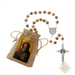 8mm Wood St. Benedict Rosary With Pouch
