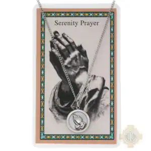 Serenity Prayer Pewter Medal & Holy Card Set – 18-Inch Chain