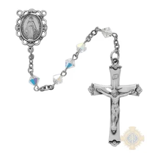 Crystal Swarovski Bead Rosary with Sterling Silver Crucifix