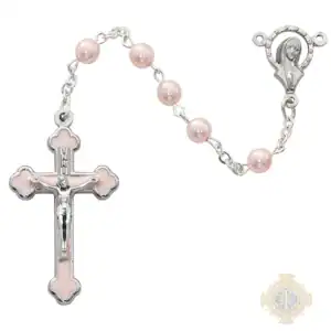 5mm Pink Rosary Pink Epoxy Crucifix