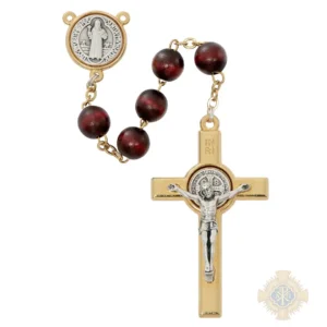 MAHOGANY WOOD ST BENEDICT ROSARY DELUXE