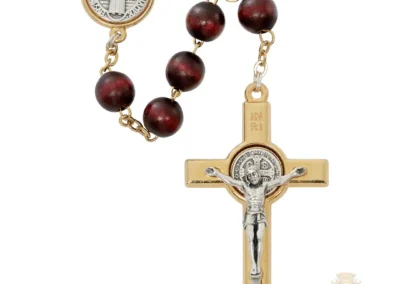 MAHOGANY WOOD ST BENEDICT ROSARY DELUXE