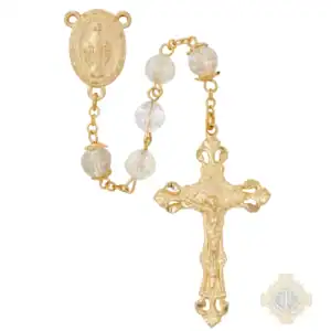 Gold-Plated Tin-Cut Crystal Rosary – 8mm