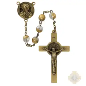Antique Gold St. Benedict Rosary – 7mm